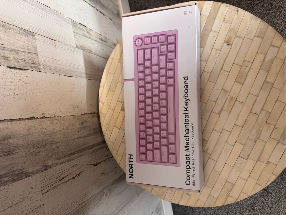 North Pink Compact Mechanical Keyboard 65% Wired Rainbow Lit Red Switches